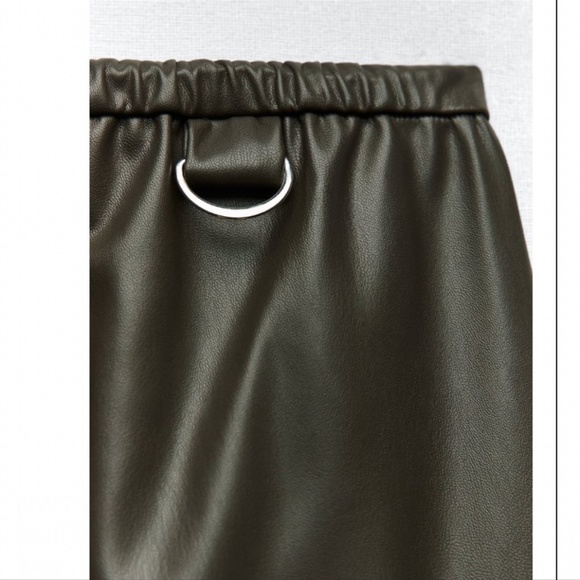 NWT ZARA FAUX LEATHER CARGO SKIRT ANTHRACITE GREY - Picture 8 of 8
